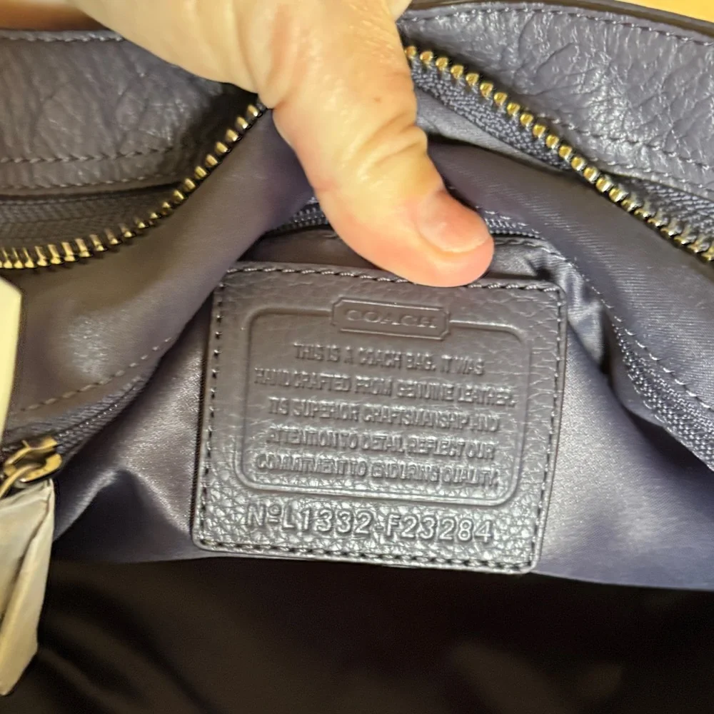 Coach Carrie Purple/Gray Leather Shoulder Bag. NWT - Picture 6 of 10